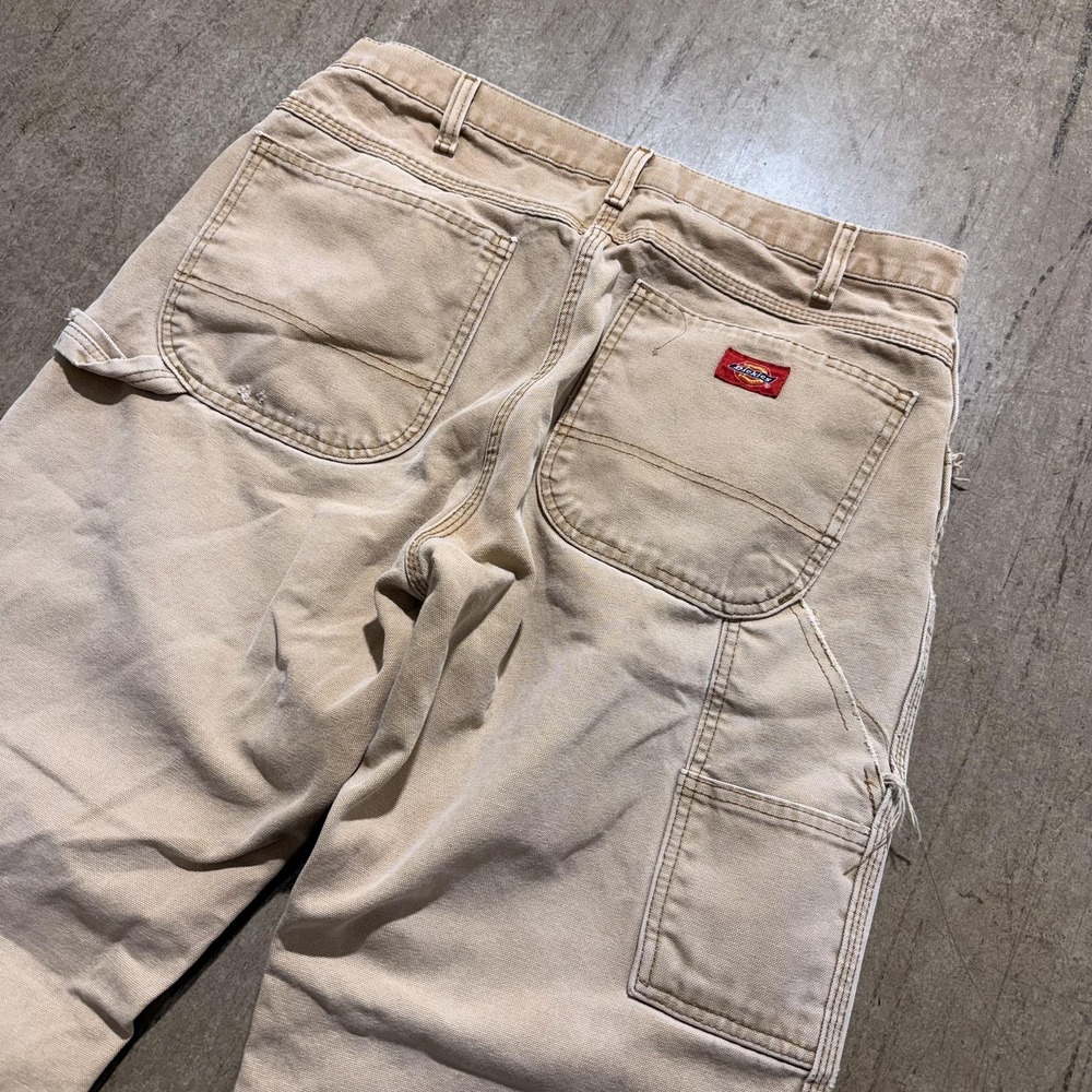Dickies Pants Mens 34x31 Beige Carpenter Canvas Workwear Relaxed Fit Utility - Picture 2 of 8